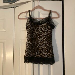 Wet Seal Animal Print Cami with Black Lace